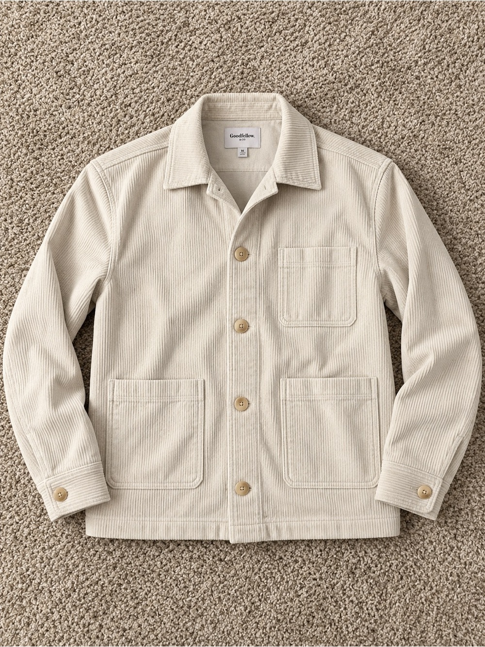 Goodfellow & Co Cream Corduroy Shirt Jacket